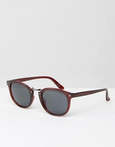 Бордовые круглые солнцезащитные очки с металлической переносицей ASOS - Красный