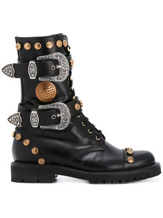 studded buckled mid-calf boots Fausto Puglisi