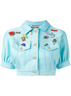 cropped denim badge jacket Moschino Vintage