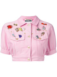 cropped denim badge jacket Moschino Vintage