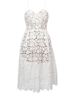 floral laser-cut flared dress Self-Portrait