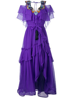 многоярусное платье с вышивкой Alberta Ferretti