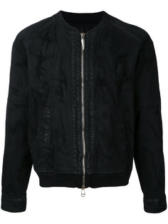 distressed effect bomber jacket Fagassent