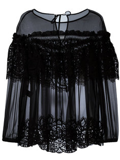 прозрачный кружевной топ с оборками Alberta Ferretti