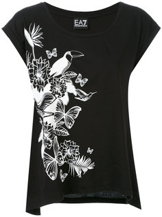 футболка с растительным принтом Ea7 Emporio Armani