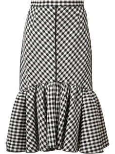 pleated trim checked skirt  Tome
