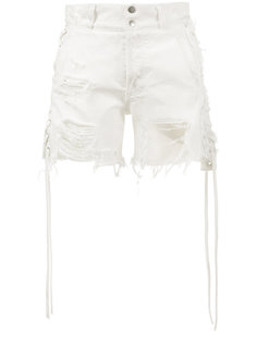 Distressed Shorts with Lace-Up Sides Faith Connexion