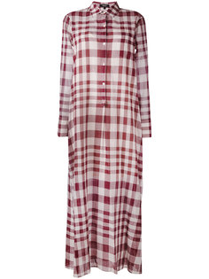 plaid maxi shirt dress Theory