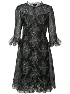 cropped trumpet sleeve lace dress Oscar de la Renta