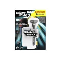 GILLETTE Бритва Gillette Mach3 с 1 сменной кассетой + Mach3 Cменные кассеты для бритья 2 шт.