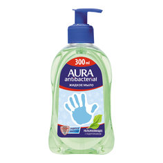 Мыло жидкое, c антибакт. эффекторм, подорожник, 300 мл, Aura