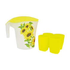 Кувшин Подсолнухи 3 л и 4 стакана, Plastic Centre