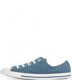 Голубые текстильные кеды на шнурках Converse