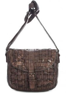 Коричневая кожаная сумка через плечо Gianni Conti