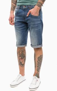 Синие джинсовые шорты с заломами Mustang