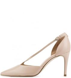 Бежевые кожаные туфли на каблуке Guess