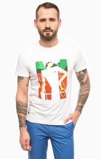 Белая хлопковая футболка с принтом Lacoste