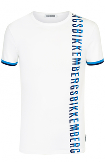 Хлопковая футболка с круглым вырезом и контрастной отделкой Dirk Bikkembergs