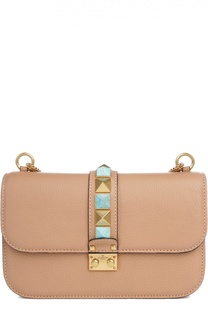 Сумка Glam Lock medium с шипами из бирюзы Valentino