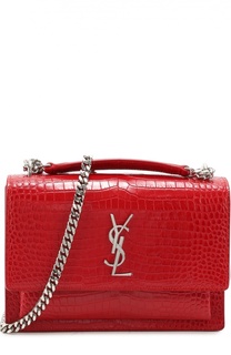 Сумка Sunset Monogram medium с тиснением под крокодила Saint Laurent