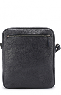 Кожаная сумка-планшет с внешним карманом на молнии Armani Collezioni