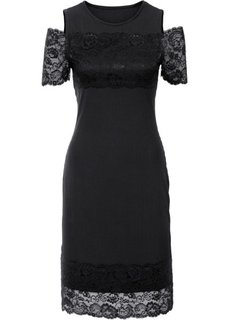 Платье с кружевной отделкой (черный) Bonprix