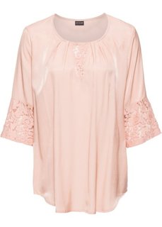 Блузка с кружевной отделкой (винтажно-розовый) Bonprix