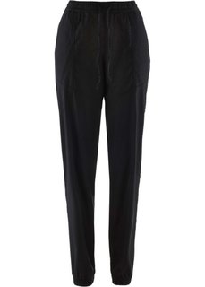 Брюки-саруэл из льна (черный) Bonprix