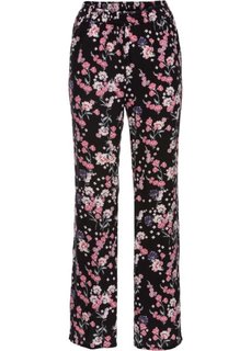 Брюки с принтом (черный в цветочек) Bonprix