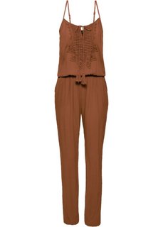 Комбинезон с кружевом (коричневый каштан) Bonprix