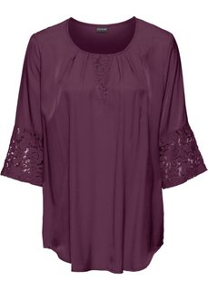 Блузка с кружевной отделкой (баклажановый) Bonprix
