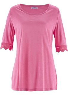 Футболка в смеси льна и вискозы (ярко-розовый) Bonprix
