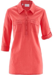 Удлиненная блуза-рубашка (коралловый) Bonprix