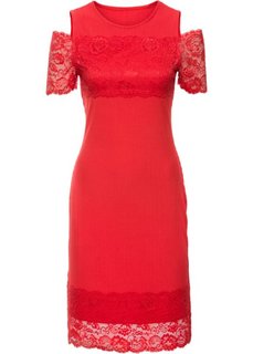 Платье с кружевной отделкой (клубничный) Bonprix