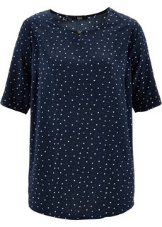 Блуза с коротким рукавом (темно-синий с узором) Bonprix