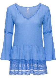 Блузка с вязаным кружевом (голубой) Bonprix