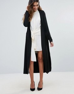 Пальто без подкладки с поясом сзади и разрезами по бокам Unique 21 - Черный
