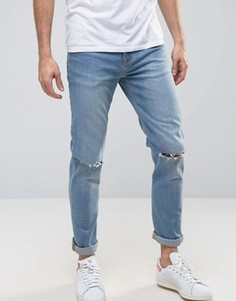 Джинсы скинни с рваными коленями ASOS - Синий
