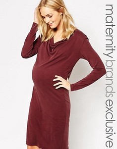 Облегающее платье с овальным вырезом Mamalicious - Коричневый Mama.Licious