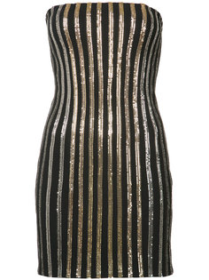 платье без бретелек в блестящую полоску Balmain
