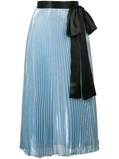 metallic pleated tie waist midi skirt Christopher Kane