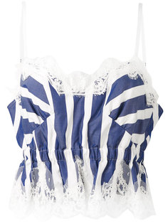 striped lace crop top Sacai