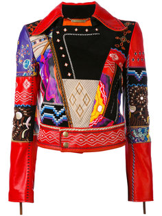 patchwork biker jacket Roberto Cavalli