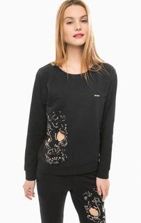 Черный свитшот с кружевной нашивкой MET