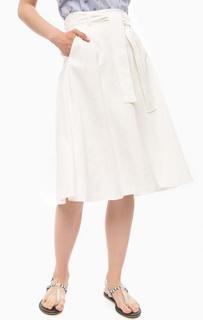 Белая льняная юбка средней длины Tommy Hilfiger