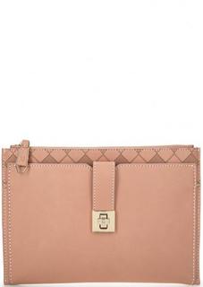Клатч кораллового цвета на молнии Trussardi Jeans