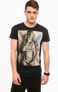 Черная хлопковая футболка с принтом Religion