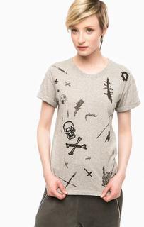 Серая футболка с вышивкой Religion