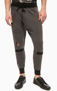 Серые брюки с рваными деталями Religion