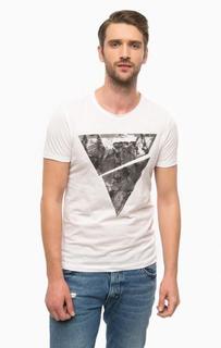 Белая хлопковая футболка с круглым вырезом Mavi